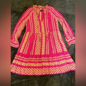 Maeve Pink and Cream Midi Dress